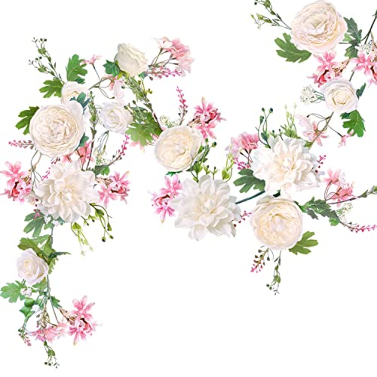 Peony Flower Garland, Rose Flower Swag, 6' Wedding Arch Flowers for Wedding Decor Home Table Runner Mantle Party Decor (Champagne Peony Garland)